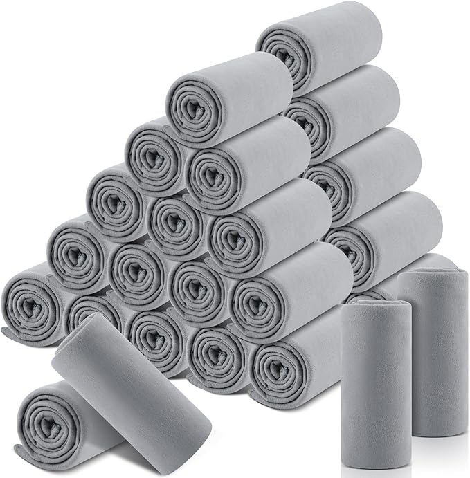 Newwiee 48 Pcs Fleece Throw Blankets Bulk Outdoor Wedding Guest Gifts Soft Lightweight Sleepover Lap Blankets Pet Home Sofa Couch Office Donation Homeless, 50 x 60 Inch (Gray)