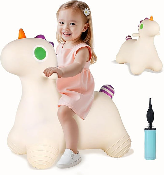Bouncy Pals Unicorn Hopping Horse, Toddler Girls Inflatable Bouncing Animal Hopper Toy, Baby Indoor Ride on Bouncer, Kids Outdoor Activity Jump Toy, First Birthday Gifts for 18 24 Month 2 3 4 Year Old