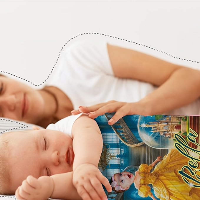 Zocoshi Personalized Baby Blankets for Girl Princess and Beast, Personalized Baby Gifts with Name, Customized Baby Blanket, Newborn Boy Gift, Soft Fleece (Princess and Beast)