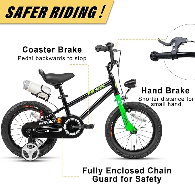 Glerc Fantacy Kids Bike, 12-20 Inch Children Bicycle for 2-13 Years Old Boys Girls, Kids Bicycle with Water Bottle Holder & Headlight & Training Wheels, Multiple Colors