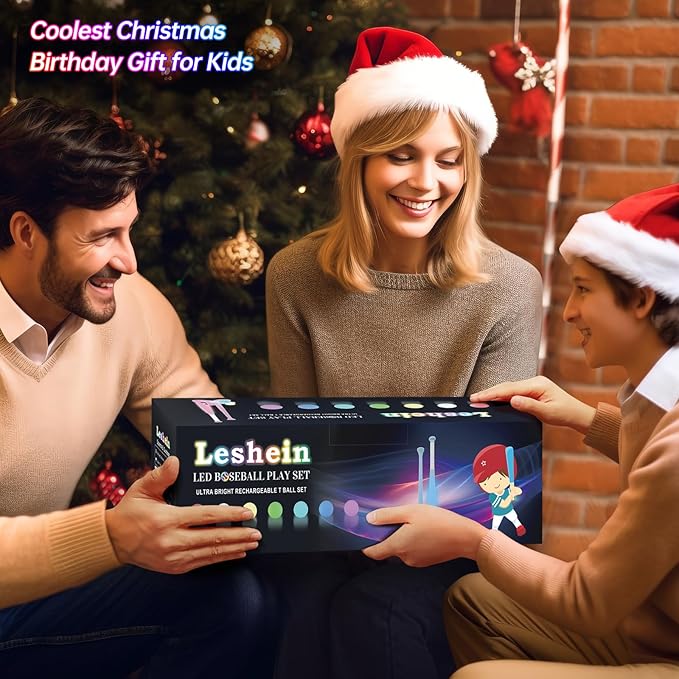 LED Tball Set for Toddlers 3-5, 5-8, Light up Tee Ball Set for Toddlers, Glow in The Dark T Ball Set for Kids 3-5, Kids Outdoor Toys Baseball Toys Gifts for Boys Girls (Blue)