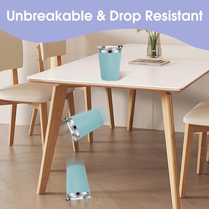 Kids Cups with Straws and Lids Leak Proof, 12oz Sippy Cups for Toddlers 1-3 No Spill, Spill Proof Cup Stainless Steel Kids Cup with Lids for School, Outdoor, 4 Pack