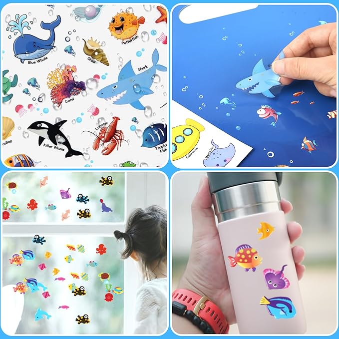 ASTARON Reusable Sticker Book for Toddlers, 88 Pcs Ocean Stickers Road Trip Activities Car Airplane Activities Travel Toys for Kids, Kids Quiet Time Activities (2-6 Age)
