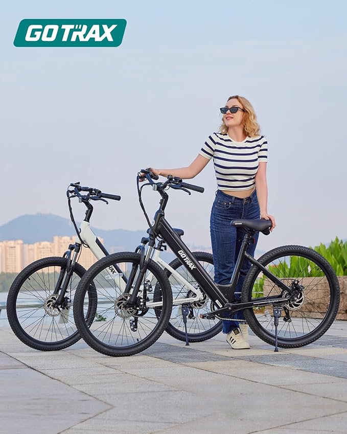 Gotrax Dolphin 26" Electric Bike, Max Range 30Miles(Pedal-assist1) & 20Mph Power by Peak 500W, 5 Pedal-Assist Levels & Front Suspension, 7-Speed&Boost Mode, City E-Bike for Adult, Step-Thru Bicycle