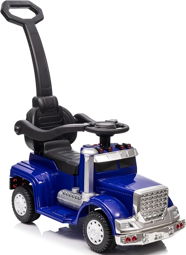 3-in-1 Ride on Push Car for Toddler with Handle, Toddler Ride on Toy for Boys, Stroller Sliding Walking Car w/Music, Horn and Lights - Blue