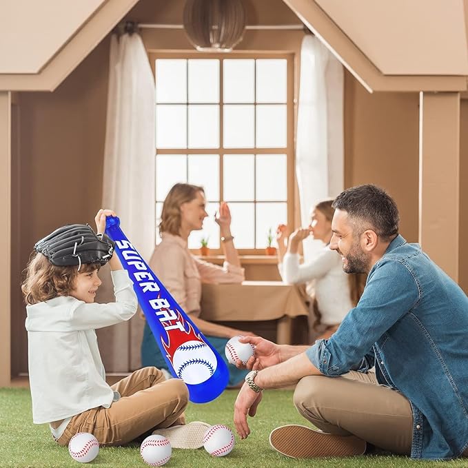durony 8 Sets Inflatable Baseball Bats and Mini Foam Baseball Sports Stress Ball Sports Party Favors for Party Supplies Sport Theme Toy