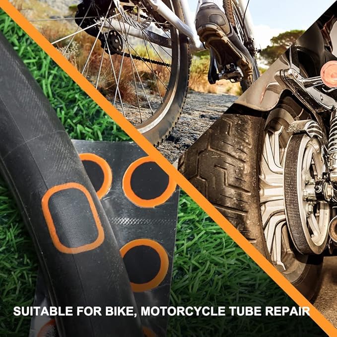 PAX 96 Pcs 25mmØ Bike Inner Tire Tube Patches, Puncture Flat Tire Repair Patch for Bicycle, Motorcycle, Scooter, BMX, ATVs, River Floating, Inflatable Rubber, Trolley, Wheelchairs, Lawn Mower