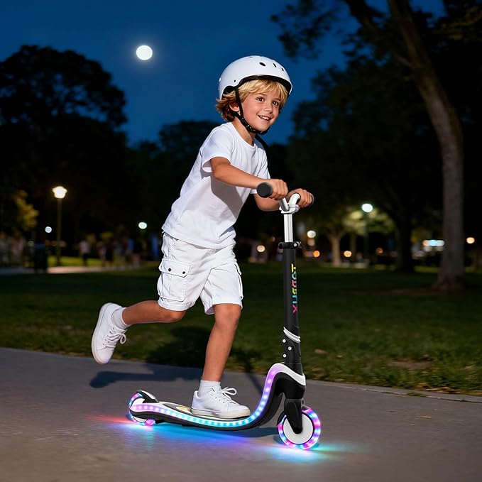 Scooter for Kids with Light-Up Wheels & Deck, Adjustable Heights 2 Wheel Kick Scooters for Kids 5-7, Toddler Scooters with 4 Lighting Mode Deck