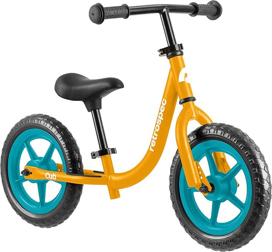 Retrospec Cub Toddler Balance Bike for Ages 18 Months - 3 Years - 12in No-Pedal Beginner Bicycle with Adjustable Seat, Puncture-Proof Tires & Safe Low Frame Design