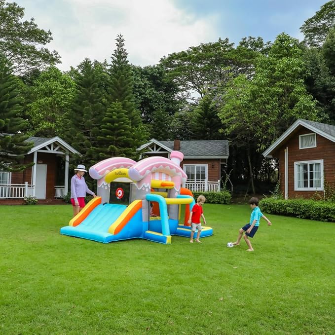 Kids Inflatable Bounce House,Indoor Bouncy Castle for Backyard,Small Bounce House with Slide,Outdoor Jumping House with Ball Pit