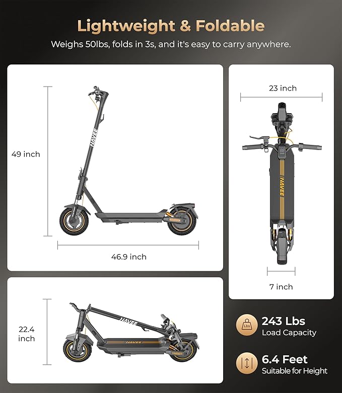 NAVEE GT3 Series Electric Scooter Adults, e Scooter, Fast 20 Mph, 700w 500w Motor with Suspension, Long Range 30 Miles, 10" Tires All Terrain, Foldable for Commuter Men Adult Teens Students Heavy Duty