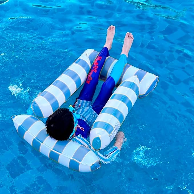 Inflatable Pool Floating Chair, Stripe Pattern Pool Hammock Floats for Pool Party and Vacation - 48 x 47 in