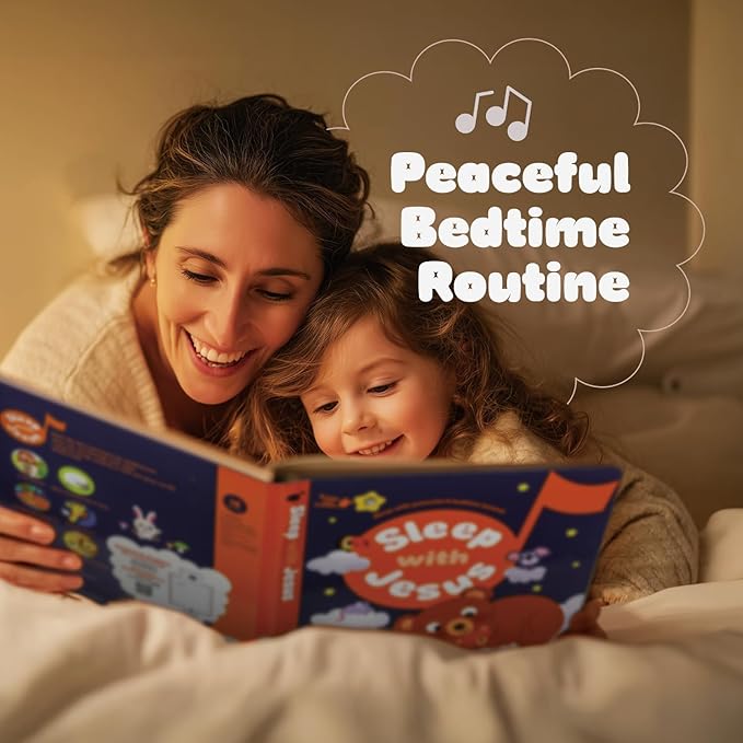 Sleep with Jesus – Bedtime Books for Toddlers, Lullabies for Babies, 4 Hymn Melodies and 2 Prayer Songs, Christmas Toys for Toddlers, Christian Music for 18m+