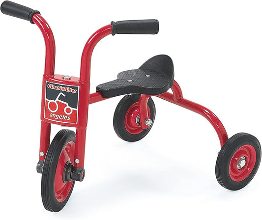 CLASSICRIDER Toddler Trike, Kids Tricycle for Riders Ages 3 and up, Preschool, Daycare, Playground Kids Tricycles, Rubber Tires, Red/Black, 8" Pusher