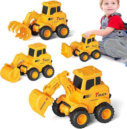 Construction Toys for 2 3 4 5 6 + Year Old Boys Kids Toddlers Girls, Sandbox Excavator Toy Trucks Construction Truck Toys Vehicles Bulldozer Road Roller Toy Christmas Birthday Gifts for Boys