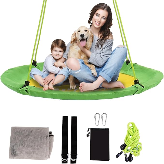 SkyBound Tree Swing Saucer Swing - 600LB Weight Capacity - Outdoor Swing with Hanging Straps - Waterproof Tree Swings for Kids - Tire Swings for Trees - Durable Flying Swing Seat for Children
