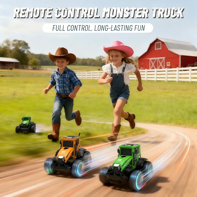 Remote Control Monster Truck Toys: 1:14 Amphibious RC Tractor Toy, 2.4 GHz 4WD RC Cars, All Terrain Off-Road Pickup, Kids Christmas Birthday Gifts Present Boys Girls Toys Ages 6+