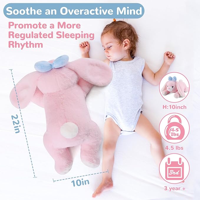 meowtastic Easter Bunny Weighted Stuffed Animals - Easter Rabbit Stuffed Animals, Big Bunny Weighted Plush Pillow - Cute Plush Toys Gifts for Kids & Adults (22" 4.5 lbs)