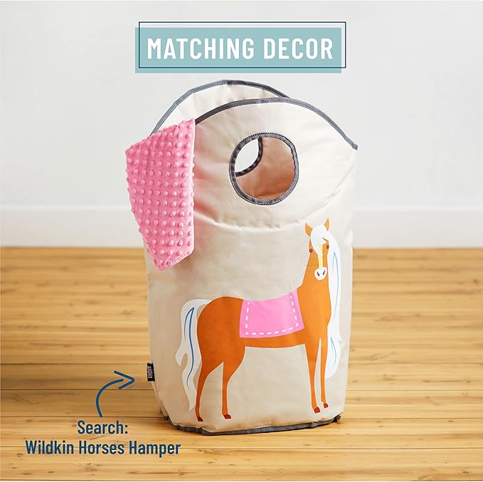 Wildkin Plush Baby Blanket – Soft & Cozy Comfort, Ideal for Toddlers, Travel & Daycare - Horses