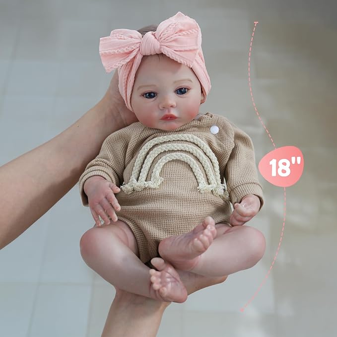 WOOROY Realistic Reborn Baby Dolls - 18 Inch Lifelike Newborn Baby Girl, Real Life Baby Dolls with Soft Weighted Body, Real Baby Reborn Gift Set for Kids Age 3