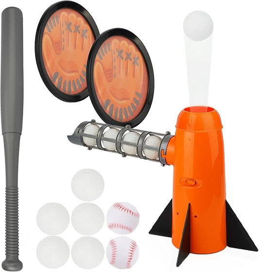 TOY Life Baseball Pitching Machine for Kids Training Tball Set– Toddler Pitching Machine Auto Launcher with 7 Balls, Bat & Sticky Gloves | Pop and Pitch Baseball Toy for Boys & Girls Ages 5-12