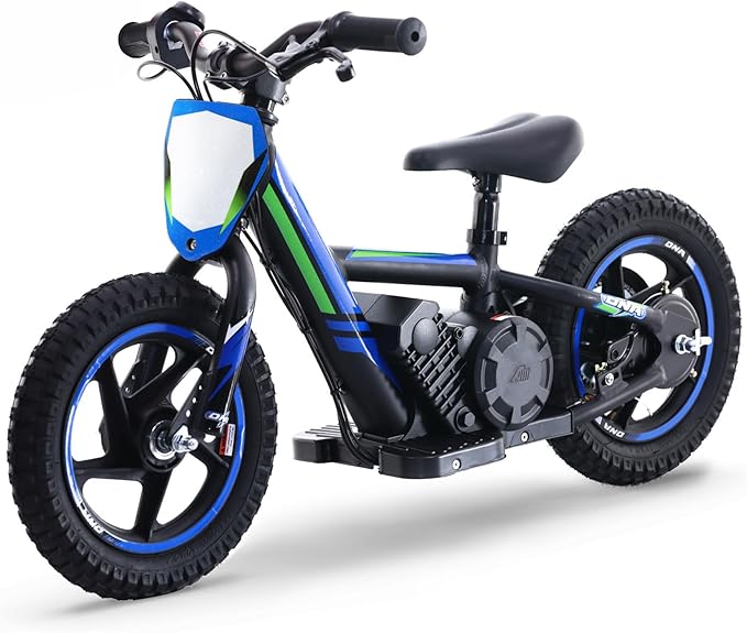 Lightweight Electric Dirt Bike for Kids,170W Racing Motorcycle for Ages 3-6, Detachable Battery, Adjustable Seat, Safe Speeds Up to 10 MPH, Mini Motocross Bike 12" Off Road Tires, Blue