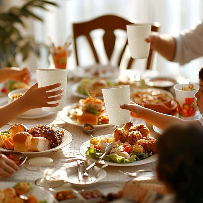 12 oz Wheat Straw Cups Set of 6, Alternatives to Plastic Cups Reusable, Unbreakable Water Cups, Dishwasher Safe Kitchen Cup, Small Water Cups for Kitchen (Beige)