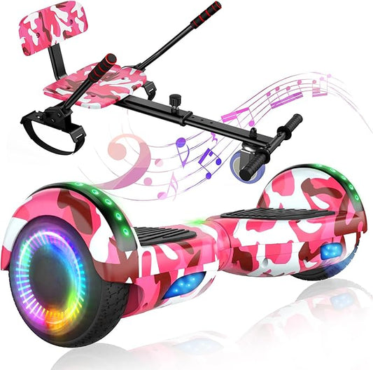 LIEAGLE Hoverboard, 6.5" Self Balancing Scooter Hover Board with Bluetooth Wheels LED Lights for Kids Adults