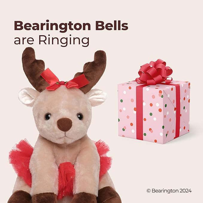 Bearington Dazzling Dancer Ballerina Doll Plush, 13 Inch Reindeer Stuffed Animal, Ideal Christmas Dolls for Girls Gift for Toddlers, Kids & Teen, for Ages 3-14