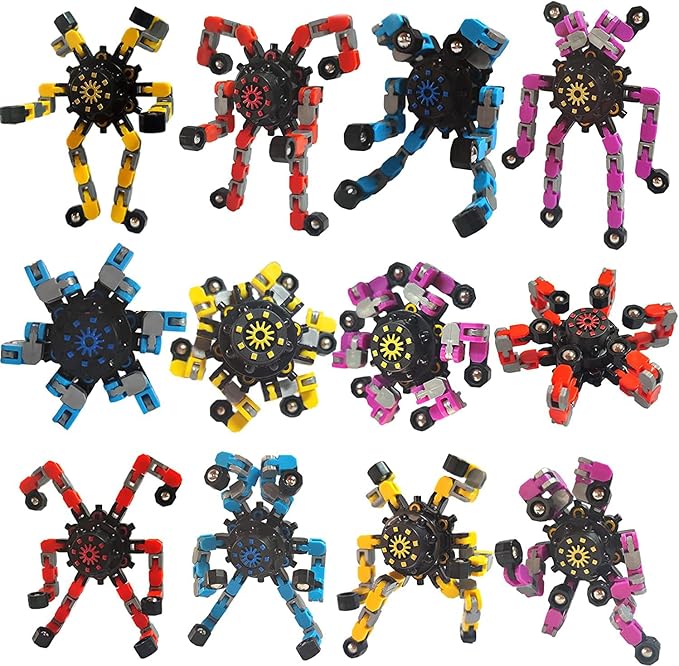 10pcs Random Fidget Spinners,DIY Deformable Robot Fingertip Toys,Decompression Spinner,Deformable Creative Mechanical Gyro Toys,Stress Relief Mechanical Chain Toy for Kids Adults，Party Supplies