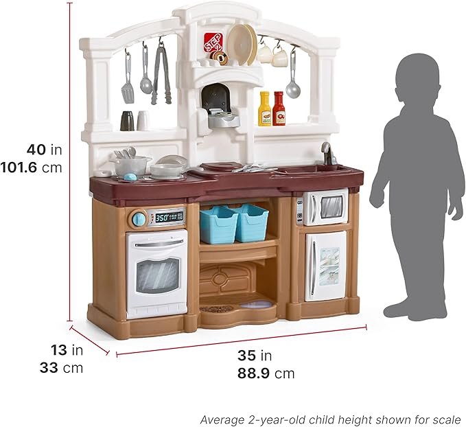 Step2 Fun with Friends Kids Kitchen Playset, Indoor/Outdoor Kitchenette, Interactive Play with Lights and Sounds, Durable Plastic, Includes 25 Piece Toy Accessories, Toddlers 2+ Years Old, Pink
