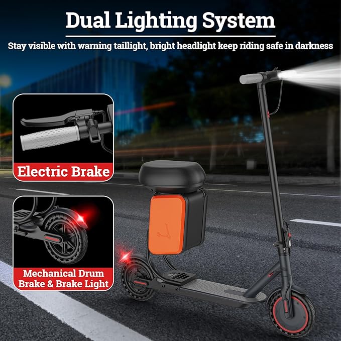 10/8.5" E Scooter for Adults 19-22 MPH Sport Escooter 350W/500W Motor, Electric Scooter 15-22 Miles Range, Bearing 265 LBS/APP Control,with Seat Parent ASIN: B0FHB4G2WQ