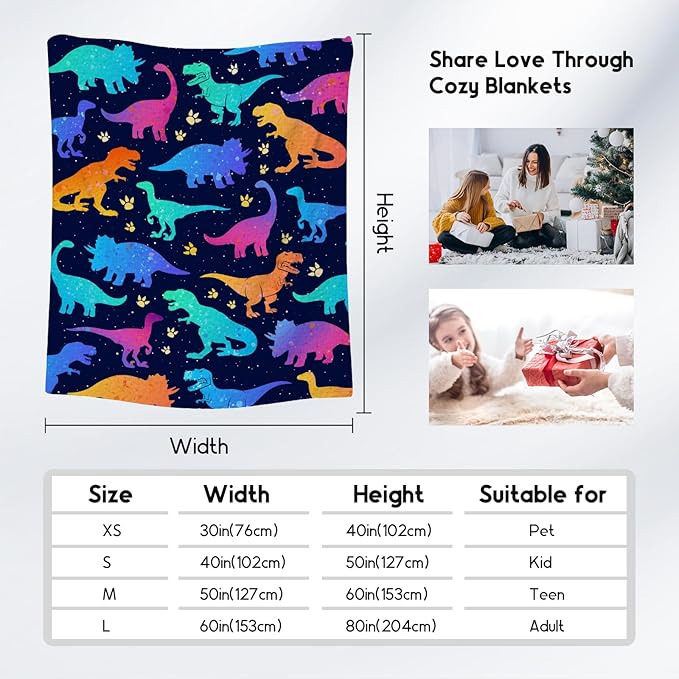 Kids Dinosaur Blanket for Boys Girls, Dinosaur Gifts for Boys, 50"x60" Animal Blankets for Children Adults, Kids Throw for Couch Sofa Bed, Soft Fuzzy Cozy Girls Gifts Room Decor