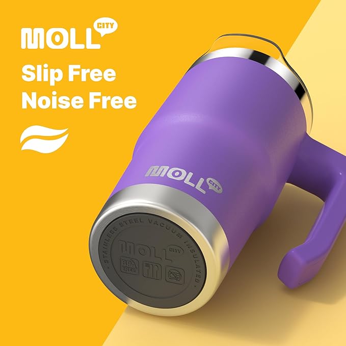 Kids Tumbler-16 oz Stainless Steel Double Wall Vacuum Insulated Tumbler Cup with Lid and Straw Travel Coffee Mug with Handle(Orange)