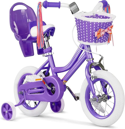 XJD Girls Bike for Toddlers and Kids Ages 2-12 Years Old,12 14 16 Inch Kids Bike with Training Wheels & Basket