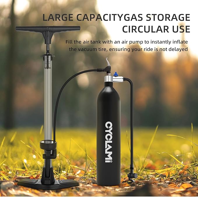 Tire Booster - 1.2L Aluminum Alloy MTB Road Inflator Tire Air Bottle - Valve Gas Cylinder & Accessories