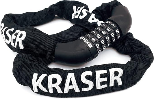 KRASER KR610 Bike Chain Lock, Extra Safety with 5 Digit Code, Thicker and More Durable ø8mm/0.31in Steel Links with Nylon Cover, Anti Theft for Bicycle, Scooter, Gates, Containers, 100cm/3.2ft Long