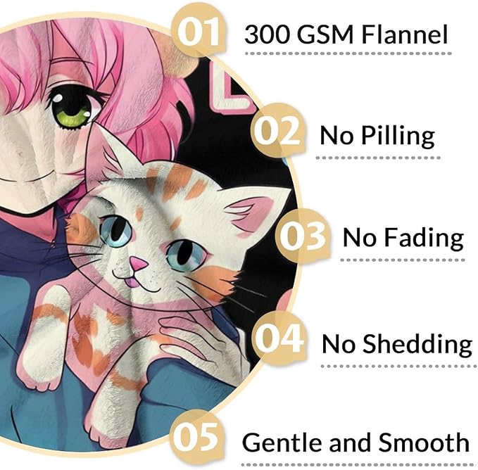 Personalized Girls Blanket with Name - 50x40 Inches Small Just A Girl Who Loves Blankets for Kids, Teens, Cat Lovers - Black Soft Plush Cozy Throws for Couch, Travel & Camping