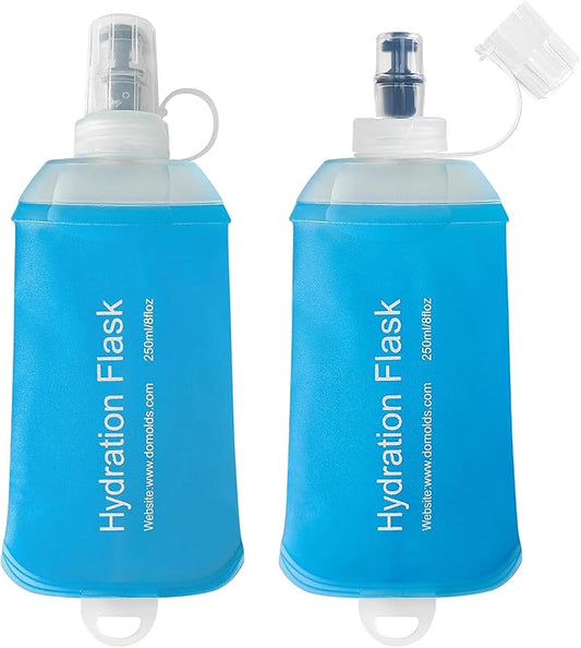250ml Soft Flask Soft Water Bottle for Running, Hiking, Travelling, Cycling and Climbing - 2Pcs Blue