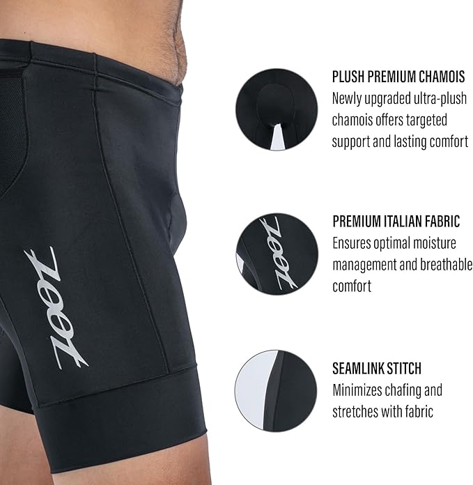 Zoot Men’s Core 7-Inch Tri Shorts, Quick Dry Performance Triathlon Shorts with Cycling Chamois Pad, Pockets & UPF 50+ Fabric