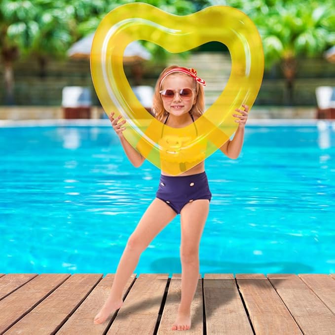 ZHUYNXIR Heart Swimming Pool Float Loungers Tube, Water Fun Beach Party Toys for Kids，Birthday Scene Layout Props.