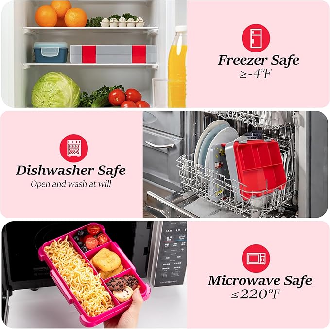 QCQHDU Bento lunch Box for Kids-4 Compartment,1180ml Lunch Containers for Adults,Microwave & Dishwasher & Freezer Safe,School,Work,Picnics with Sauce Vontainers,BPA-Free(Castle)