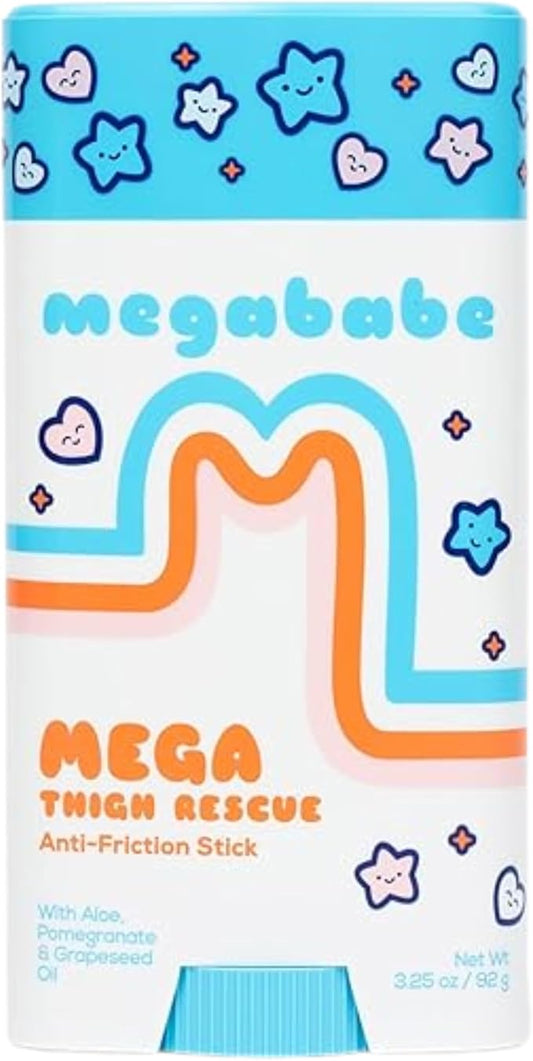 Megababe Mega Thigh Rescue | Jumbo Size Anti-Chafe Stick | Prevents Skin Chafe & Irritation | Thighs, arms, Bra-Lines & More | Summer Vacation Essentials | 3.25oz (Pack of 1)