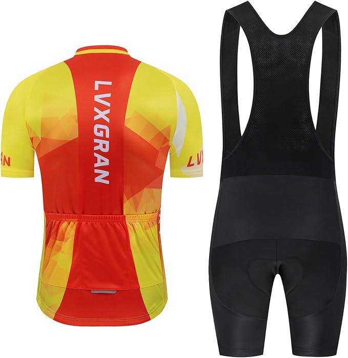 Men's Cycling Jersey Sets Road Bike Jersey Bibs + Shorts with 20D Gel Pad MTB Riding Clothing Kit