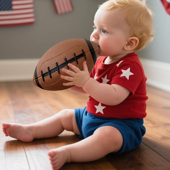 ABAJI Toy Football 2PCS 6 inch Small Mini Ball for Kid Toddler Soft Rubber Come with Pump Needle Boys Girls Gift Party Decor