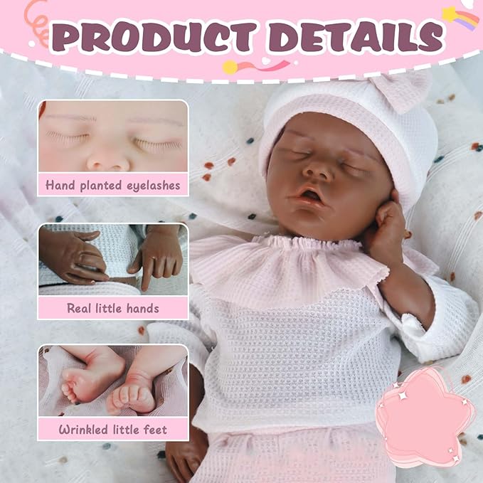 18.11 in Full Silicone Reborn Baby Dolls, 1:1 Lifelike Newborn Dolls Non Vinyl Realistic Reborn Toddler Dolls Boy Washable Sleeping Doll