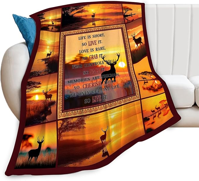 Deer Throw Blanket Deer Elk Stuff Gifts for Kids Girls Boys Adults Women Men Soft Cozy Warm Plush Fluffy Fuzzy Fleece Blanket Decor 60''X80''