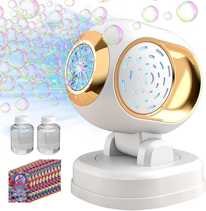 BOMOCO Bubble Machine Battery Operated Durable Bubble Blower Machine Automatic Bubble Machines for Kids Toddlers Parties Wedding Birthday Summer Outdoor Indoor Beach Halloween Favors, White