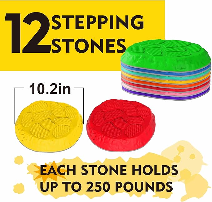 Stepping Stones for kids,8/12 PCS Durable Non-Slip Balance Stones Indoor Outdoor toys for toddlers develope Kids Balance and Coordination Skills