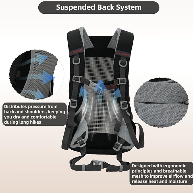 22L Hiking Backpack Lightweight Durable Waterproof Internal Frame Multi-Purpose Daypack for Men & Women, Camping, Hiking, Travel, and Cycling